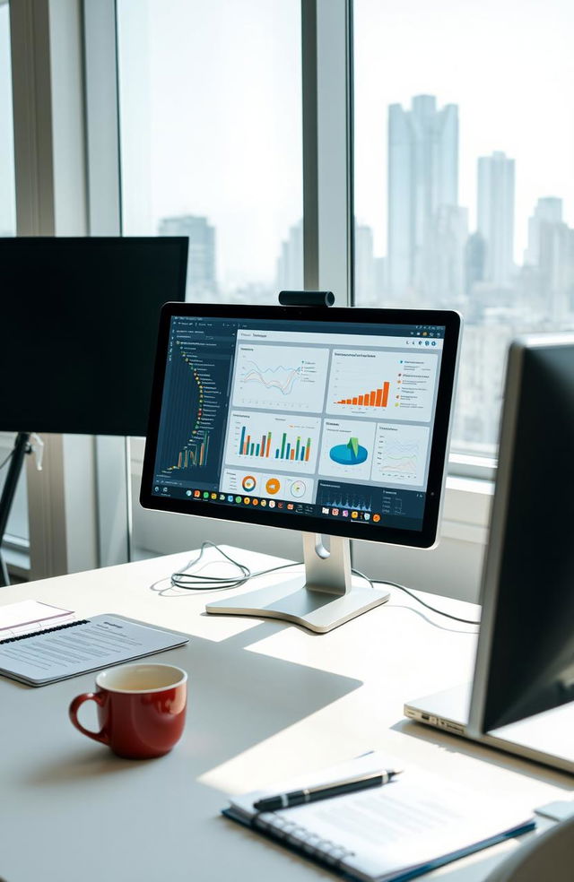 A modern office setting showcasing a decision support system implementation