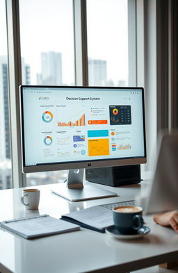 A modern office setting showcasing a decision support system implementation