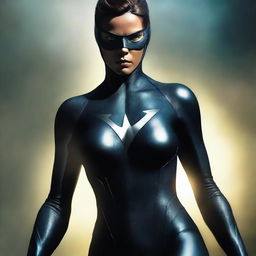 This is a high-quality digital art image, featuring an intimidating and dark superheroine