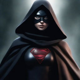 This is a high-quality digital art image, depicting an intimidating and dark superheroine