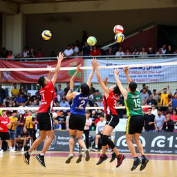 A dynamic scene capturing the excitement of the Batroun Volleyball December Cup semi-finals
