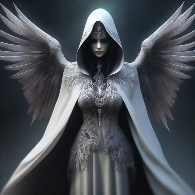 This is a high-quality digital art image, portraying the female Angel of Death