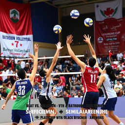 A dynamic scene capturing the excitement of the Batroun Volleyball December Cup semi-finals