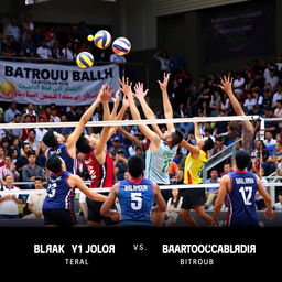 A dynamic scene capturing the excitement of the Batroun Volleyball December Cup semi-finals
