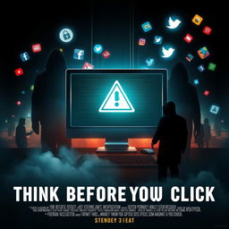 A striking movie poster for a film titled "Think Before You Click"