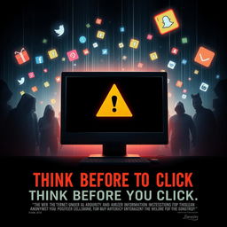A striking movie poster for a film titled "Think Before You Click"