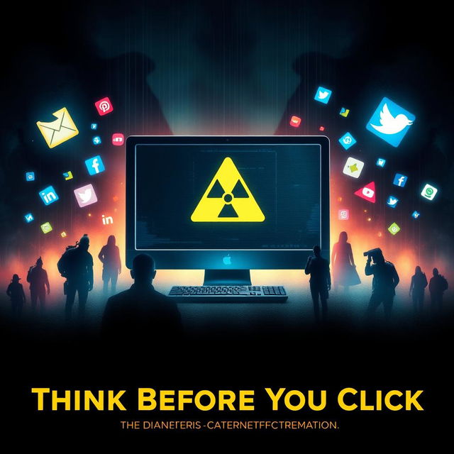 A striking movie poster for a film titled "Think Before You Click"