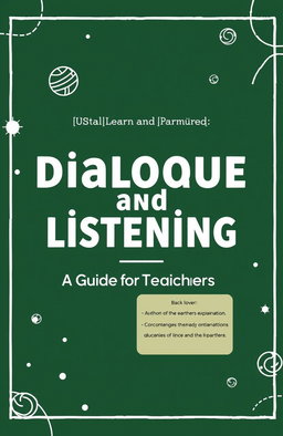 A book cover design featuring the title "Dialogue and Listening: A Guide for Teachers" prominently displayed