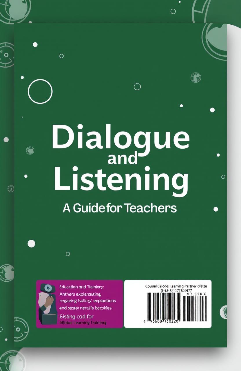 A book cover design featuring the title "Dialogue and Listening: A Guide for Teachers" prominently displayed