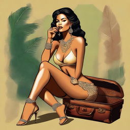 This is a high-quality digital illustration of a sexy Cuban woman