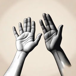 An image of high-quality digital art showcasing two different hands from two different people