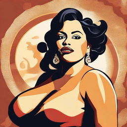 This is a high-quality digital illustration of a full-figured, attractive Cuban woman