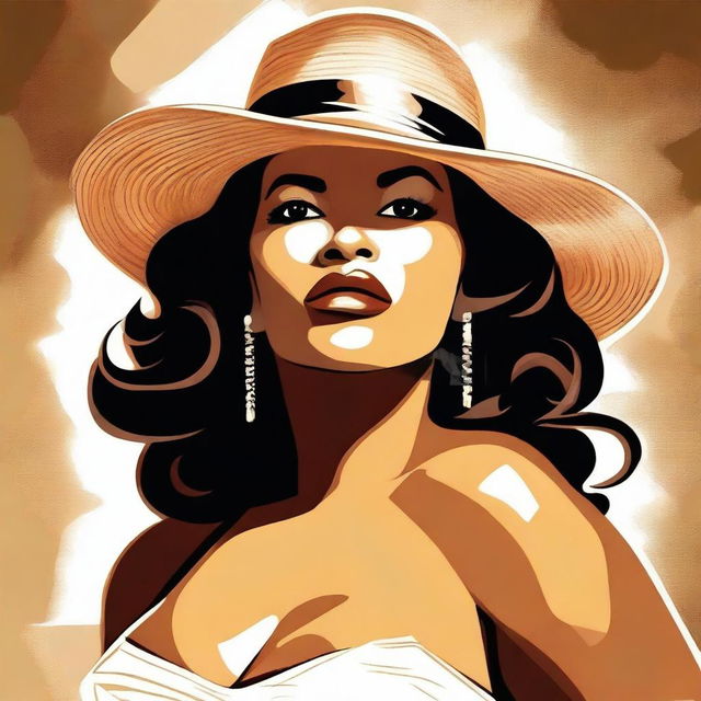 This is a high-quality digital illustration of a full-figured, attractive Cuban woman