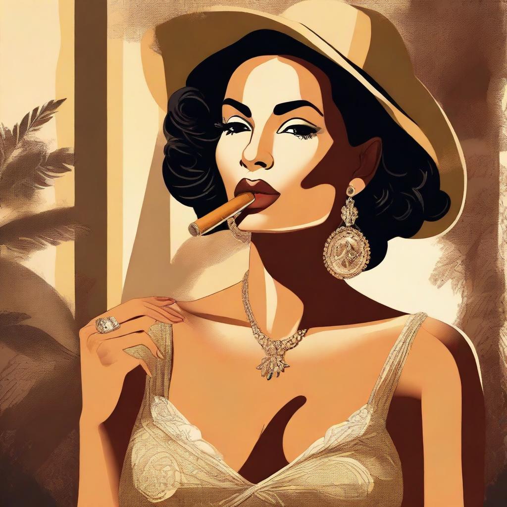 This is a high-quality digital illustration of an attractive Cuban woman