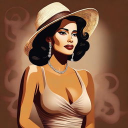 This is a high-quality digital illustration of an attractive Cuban woman