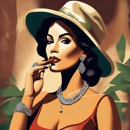 This is a high-quality digital illustration of an attractive Cuban woman