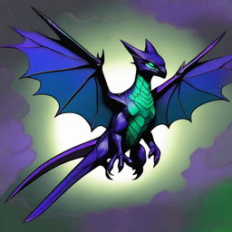 A high-resolution digital art image of a nightwing dragon