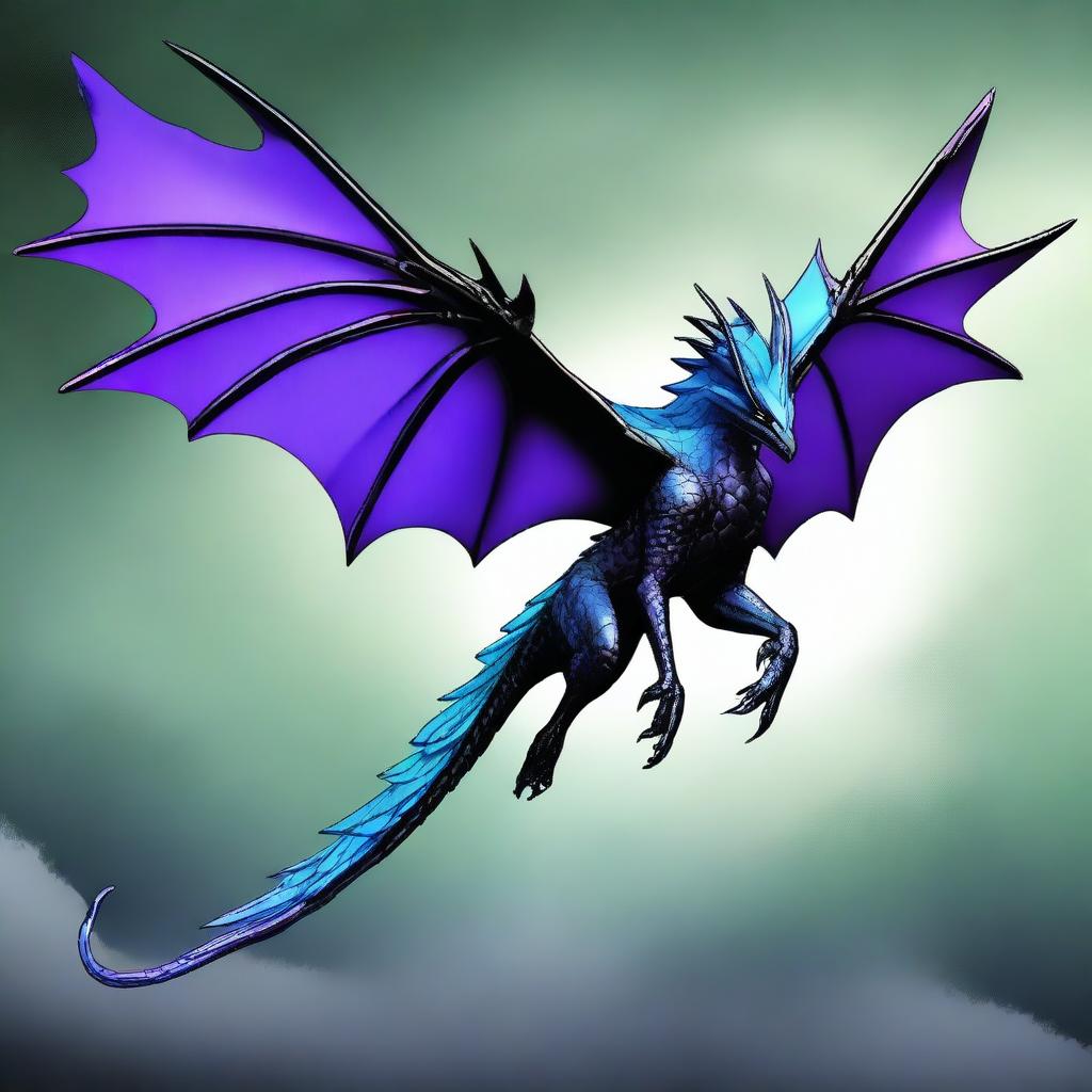 A high-resolution digital art image of a nightwing dragon