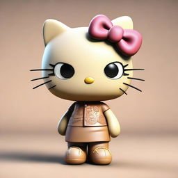 A 3D digital art image of Hello Kitty, portrayed with a unique twist