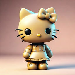 A 3D digital art image of Hello Kitty, portrayed with a unique twist