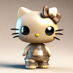 A 3D digital art image of Hello Kitty, portrayed with a unique twist