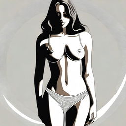 This is a tasteful digital art portraying a woman in a bra and a minimalist thong