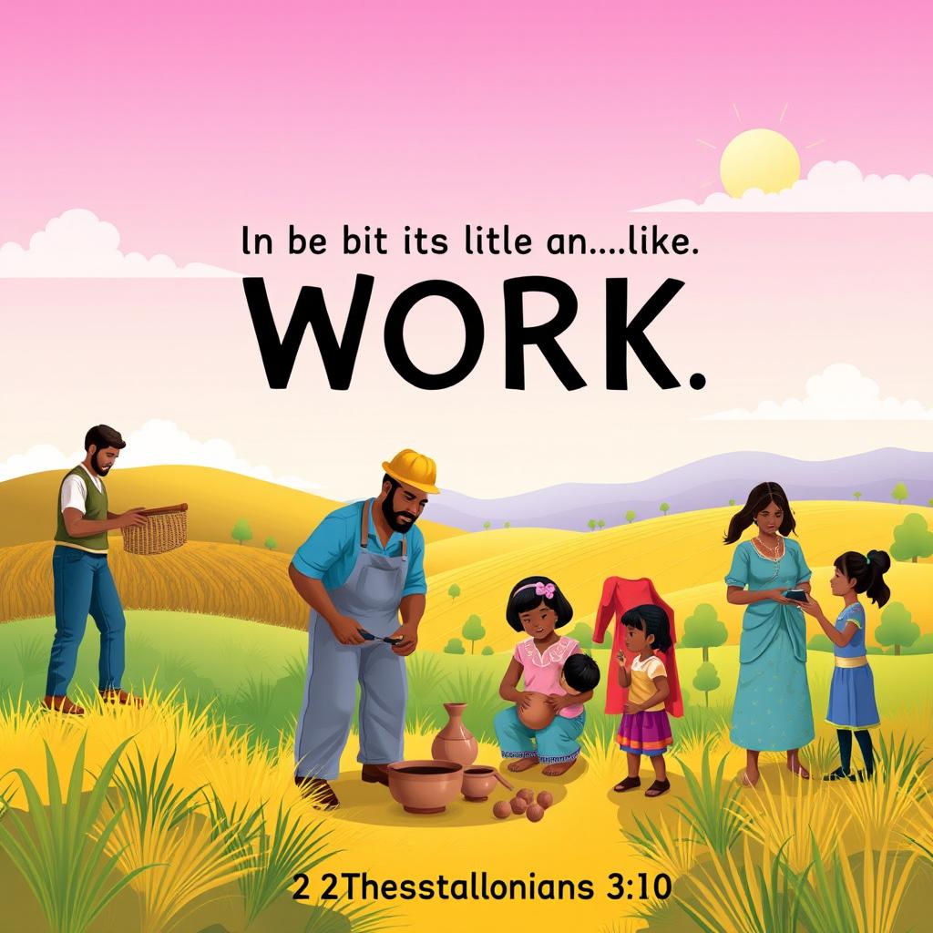 A thoughtful illustration representing the value of work inspired by the biblical verse 2 Thessalonians 3:10, which emphasizes the importance of diligence and productive activity