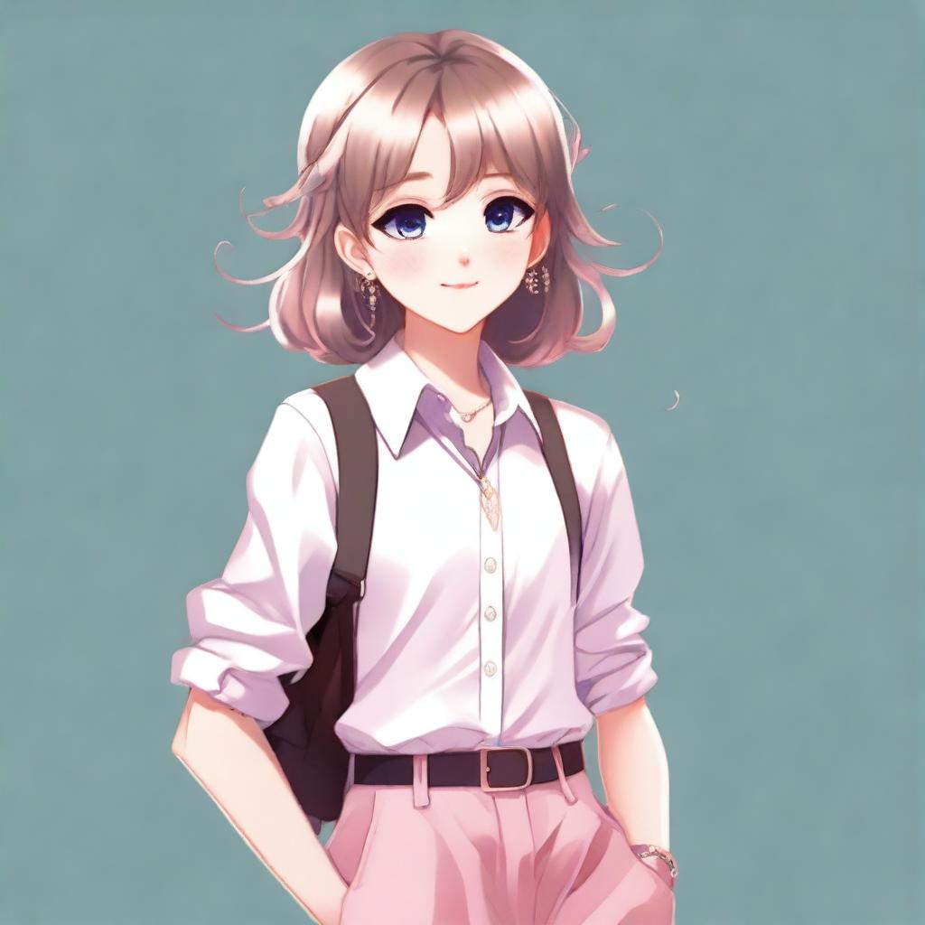 A high-quality digital art image featuring a full body portrait of a girly boy dressed in feminine clothes