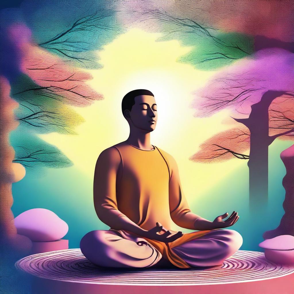 A high-quality digital art image of a serene meditation scene suitable for a Fiverr gig