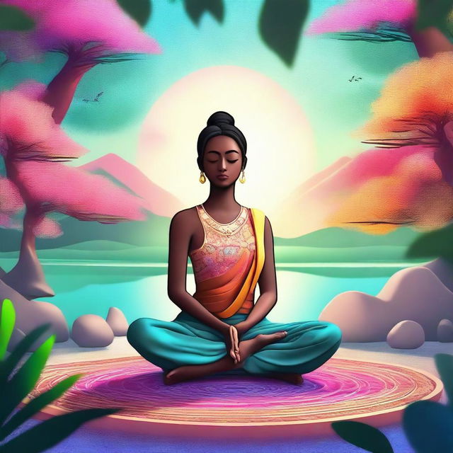 A high-quality digital art image of a serene meditation scene suitable for a Fiverr gig