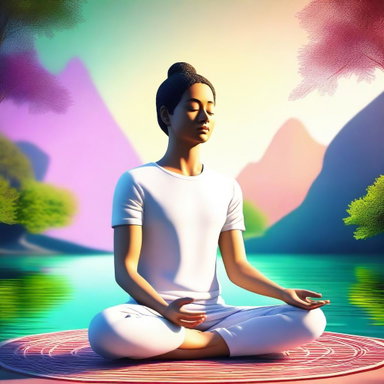 A high-quality digital art image of a serene meditation scene suitable for a Fiverr gig