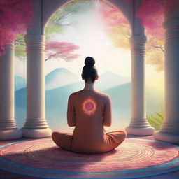 A high-quality digital art image of a serene meditation scene suitable for a Fiverr gig