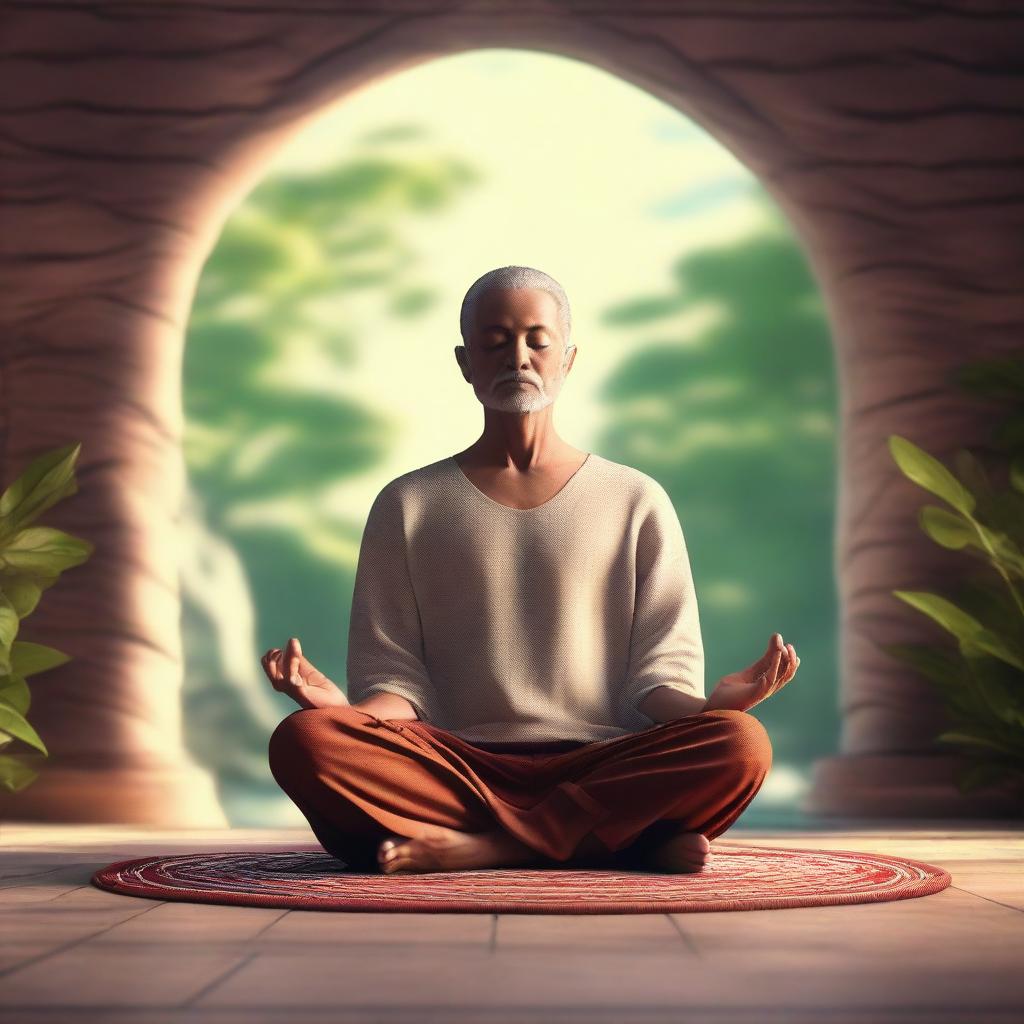 An 8K ultra-high-resolution digital art image showcasing a realistic meditation scene