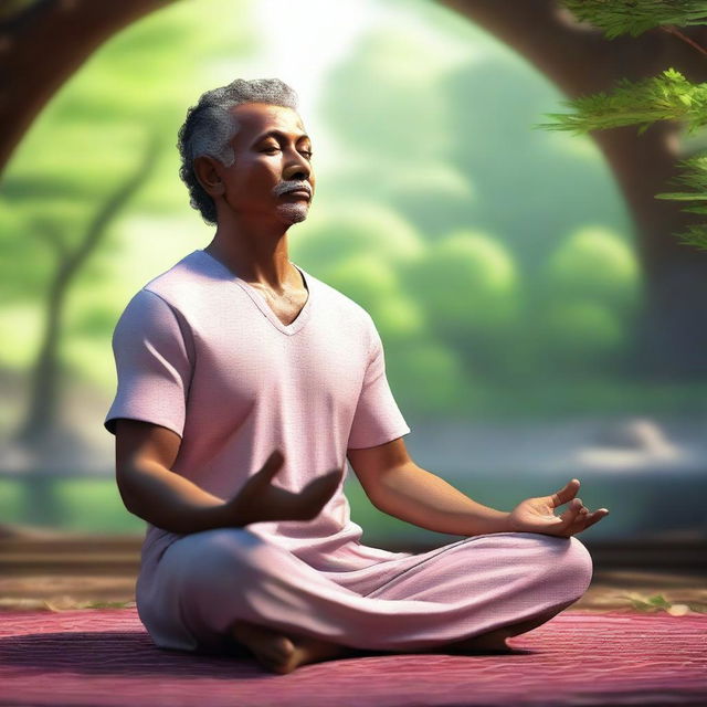 An 8K ultra-high-resolution digital art image showcasing a realistic meditation scene