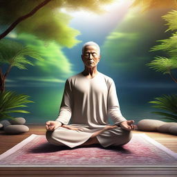 An 8K ultra-high-resolution digital art image showcasing a realistic meditation scene