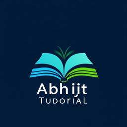 A modern and professional logo design for 'Abhijit Tutorial', featuring a stylized book or an open book icon that symbolizes education and learning