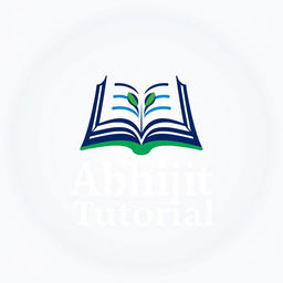 A modern and professional logo design for 'Abhijit Tutorial', featuring a stylized book or an open book icon that symbolizes education and learning
