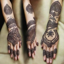 An array of appealing mehendi designs intended for girls, specifically tailored for the occasion of Eid