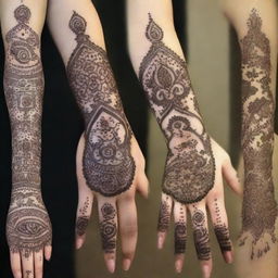 An assortment of Arabic mehendi designs, specifically created for girls to celebrate Eid