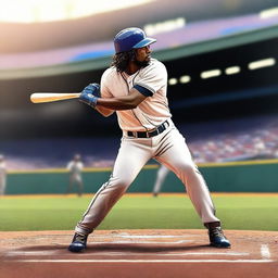 An image of the highest quality, featuring a baseball batter in action, ready to swing at the incoming pitch