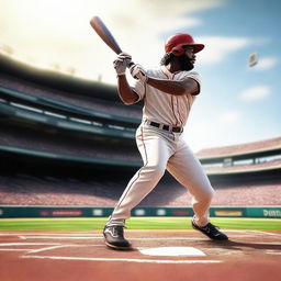 An image of the highest quality, featuring a baseball batter in action, ready to swing at the incoming pitch