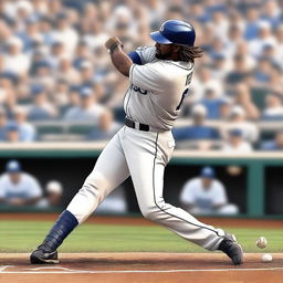 An image of the highest quality, featuring a baseball batter in action, ready to swing at the incoming pitch