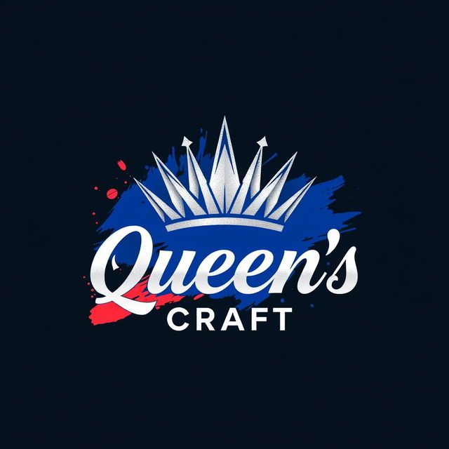 A dynamic and creative logo for a business named 'Queen's Craft', blending modern and royal elements