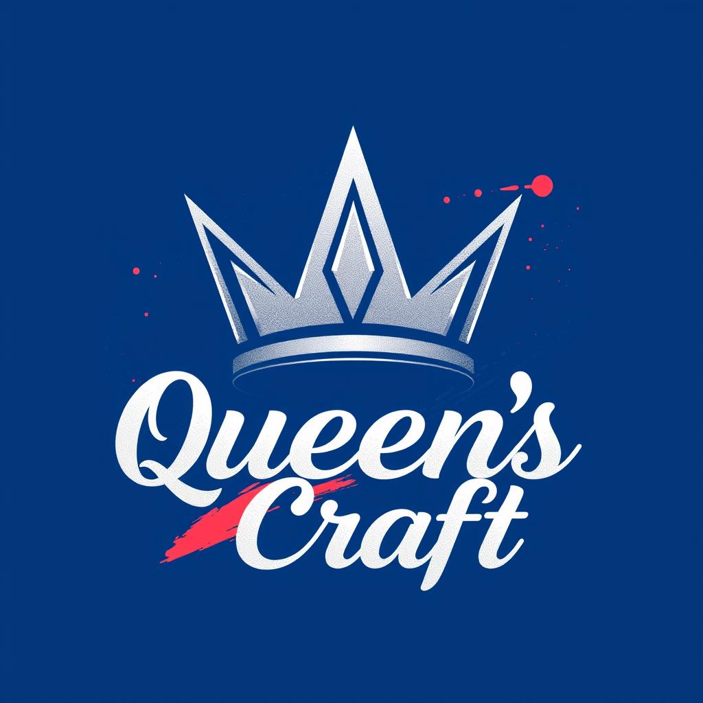 A dynamic and creative logo for a business named 'Queen's Craft', blending modern and royal elements
