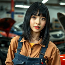 A 27-year-old woman with straight black hair that falls just on her shoulders
