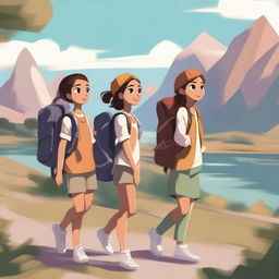 An image showing a group of girls on a journey