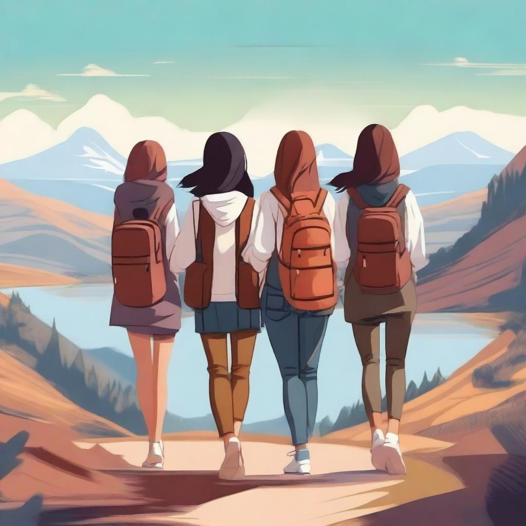 An image showing a group of girls on a journey