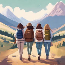 An image showing a group of girls on a journey