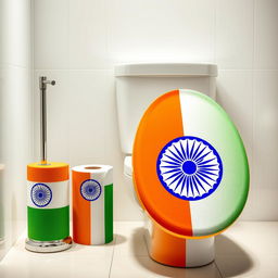A creative and artistic representation of various toilet-related objects designed to look like the national flags of India