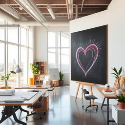 An architect's office interior featuring a clean and modern design